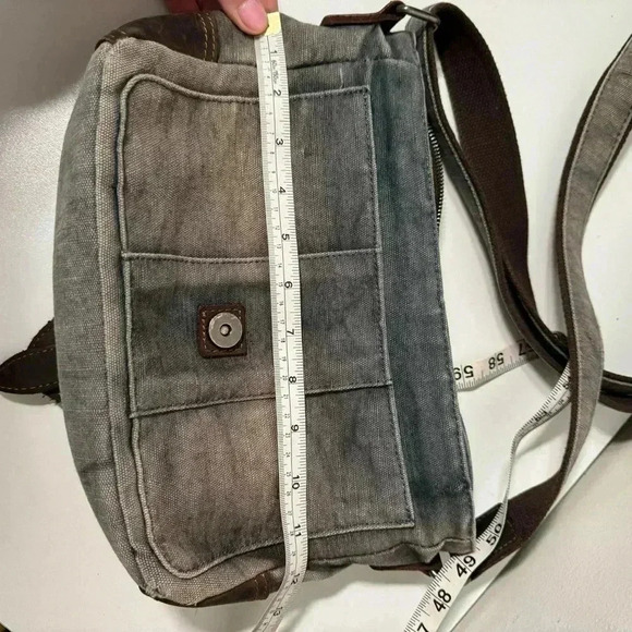 Da van denim & genuine leather crossbody bag boho grunge western - Picture 7 of 7